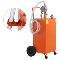 Garvee 30 Gallon Gas Caddy, Portable Fuel Transfer Storage Tank with 4 Wheels and 2-Way Rotary Pump, Large Diesel Kerosene Can Container for Cars Boat ATV Motorcycle Lawnmower, Orange