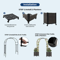 Garvee Adjustable Metal Garden Arch Trellis, Black Wedding Arbor for Climbing Plants, Span 1.8