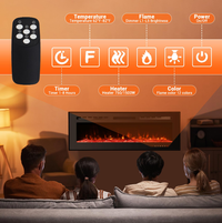 Garvee 42 Inch Electric Fireplace Insert Ultra-Thin 4.2" Linear Design 750/1500W Heater 12-Color Flame Remote Control Wall Mounted Living Room