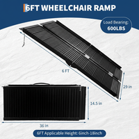 Garvee 6' Portable Wheelchair Ramp, 600 lb Folding Aluminum Ramp for Home Steps, Stairs & Doorways, Black