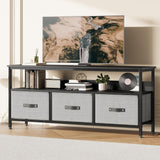 Garvee Dresser Tv Stand 55 Inch Entertainment Center with Storage Tv Stand for Bedroom Small Tv Stand Dresser with Drawers, Tv & Media Console Table Furniture for Living Room, Black Board + Grey Drawers - Grey