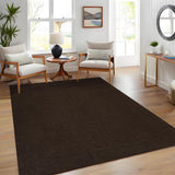Garvee Woven Textured Area Rug 5x7 Washable Non-Slip Low Pile Carpet Brown for Living Room Bedroom Nursery, Reddish Brown - Reddish Brown