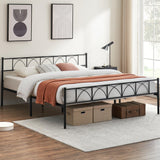Garvee Modern Iron Bed Frame with Headboard & Footboard, Sturdy Metal Platform, No Box Spring Needed, Under Bed Storage, Easy Assembly, King Size, Black - Black