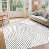 Garvee 8x10 Grey Area Rug, Washable Soft Non Slip Minimalistic Bedroom Rug, Ultra Thin Low Pile Carpet for Living Room, Dining Room, Apartment - Gray