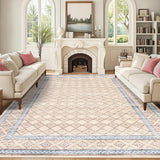 Garvee 10x13 Rugs for Living Room Machine Washable Rug Modern Bordered Floor Cover Non Slip Backing Beige - Beige