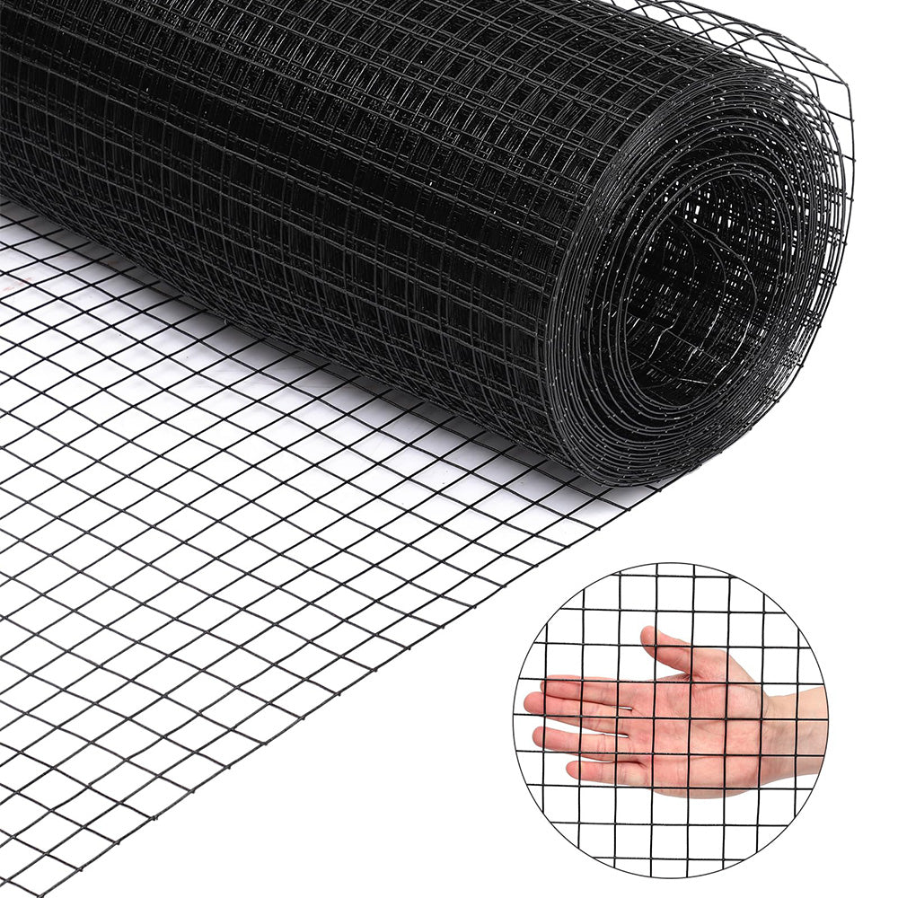 Garvee Black Hardware Cloth 1/2 Inch 24 in x 50 ft 19 Gauge PVC Coating Wire Mesh Rolls Vinyl Coated Welded Chicken Wire Fencing for Home and Garden Fence and Home Improvement Project