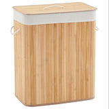 Garvee Slim Wooden Laundry Hamper with Lid – 106L Large Collapsible Basket – 4-Section Washable Liner – Collapsible Storage with Handles for Bedroom, Laundry Room, Dorms – Carbonization - Natural