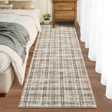Garvee Tartan Plaid Washable Rugs Non Slip Kitchen Runner Rug 2'5''x12' Beige for Entryway Hallway Living Room - Beige