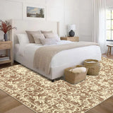 Garvee Rug 9x12 Washable Area Rug Large Area Rug Vintage Floral Rug for Living Room Soft Carpet Non Slip Indoor Carpet Foldable Area Rug for Bedroom Office Nursery,Beige - Beige