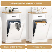 Garvee Tilt Out Trash Cabinet, Hidden Trash Can Cabinet 10 Gallon Storage Holder, Freestanding Garbage Can Cabinet for Kitchen Dining Living Room