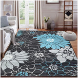 Garvee Area Rug 3x5 Washable Rugs for Living Room Non-Slip Bedroom Rug Non-Shedding Soft Low Pile Carpet for Dorm Nursery Office, Dark Grey - Dark Gray
