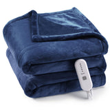 Garvee Electric Heated Blanket Throw, Super Cozy Soft Flannel Heated Throw with 4 Fast Heating Levels & 4 Hours Auto Off, Machine Washable, ETL Certification, Home Office Use (Throw, Navy) - Navy