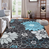 Garvee Area Rug 4x6 Rug Washable Throw Rug Boho Bedroom Rug Soft Rug Modern Floral Print Carpet Stain-Resistant Non-Shedding Rug Living Room Dining Room Kitchen Hallway,4x6 - Dark Gray