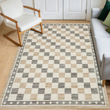 Garvee 5x7 Checkered Area Rug Washable Soft Rugs Living Room Bedroom Dining Room Beige - Beige