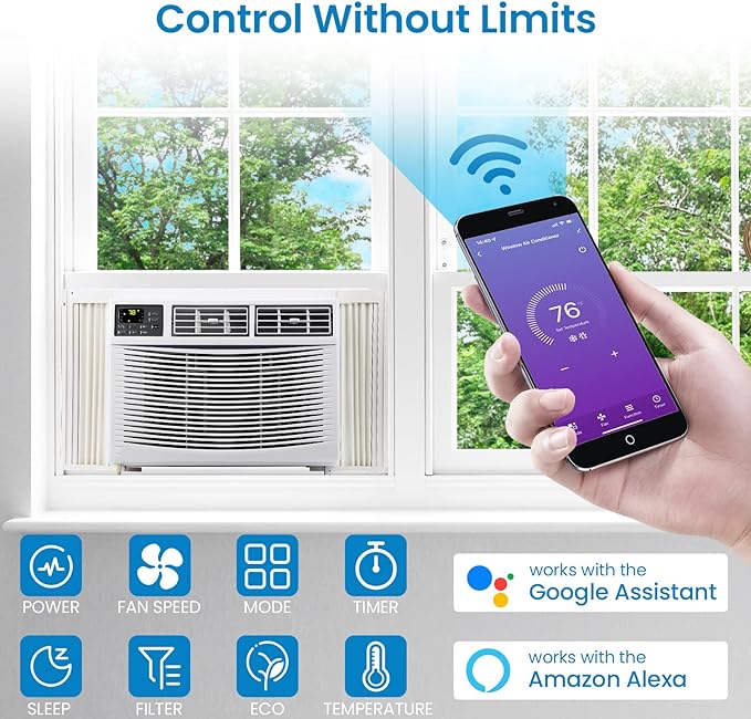 Garvee 10000 BTU Window Air Conditioner , Window ac Air Units U Shaped Cools Up to 450 sq. ft., Open Window Flexibility, 6 Modes, Sleep Mode, Ultra Quiet, Energy Efficient, Window AC for Home