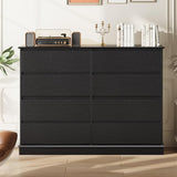 Garvee Black 8 Drawer Dressers for Bedroom, Chest of Drawers with Deep Drawers, Large Double Dresser for Closet with Wide Top, Horizontal Wooden Dresser for Living Room, Hallway, Kids Room - Black