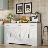 Garvee 4 Doors Modern Farmhouse Buffet Cabinet with Storage, Adjustable Shelves, Rustic Brown for Kitchen and Dining Room - White Wood Color