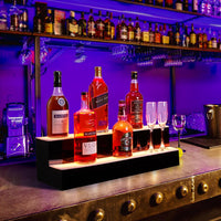 Garvee LED Bar Shelf,Wall Mounted Acrylic Liquor Bottle Rack with Remote & App Control,Multicolor Lighting, 4 Modes,for Restaurants, Nightclubs, Home Bars,2 Tier,16inch