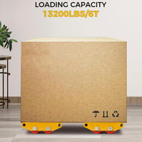 Garvee Industrial Machinery Dolly 6 Ton Capacity Heavy Duty Carbon Steel 360° Rotation Anti-Skid Cover 4 PU Wheels for Workshops Warehouses