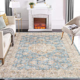 Garvee Rugs for Living Room 5x7 Washable Rug Vintage Floral Area Rug Soft Indoor Floor Mat Medallion Distressed Print Rug Non Slip Non Shedding Throw Carpet for Bedroom Dining Room Home Office Blue - Blue