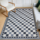 Garvee 5x7 Checkered Area Rug, Washable Soft Rugs for Living Room, Modern Geometric Non Slip Low Pile Carpet, Black - Black