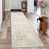 Garvee Runner Rug, 2x6 Machine Washable Area Rug Transitional Taupe Indoor Carpet for Living Room Bedroom Dining Room Kitchen Rug Playroom Office, Ivory & Taupe - Ivory & Taupe