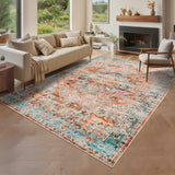 Garvee 8x10 Washable Vintage Area Rug Non-Slip Living Room Bedroom Carpet Red - Brick Red