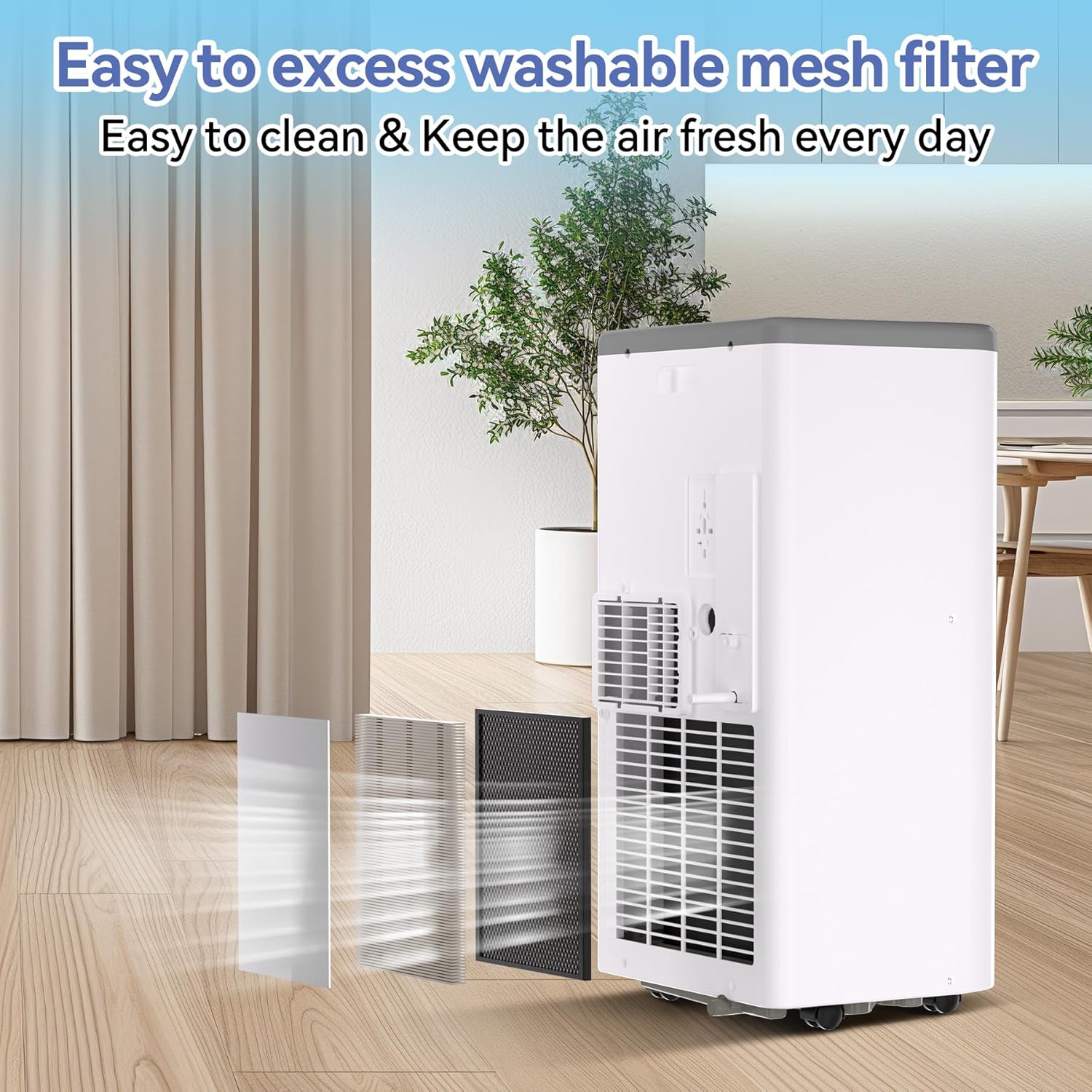 Garvee 8,000 BTU Portable Air Conditioner Up to 350 Sq.Ft, 3-In-1 Portable AC Unit with Cool/Fan/Dehumidifier, Room Air Conditioner with Remote Control, Full Window Kit, White