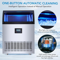 Garvee Ice Maker Machine 200lbs/24hr Stainless Steel 55lbs Storage Freestanding for Bar Restaurant Home Office