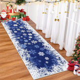Garvee Christmas Runner Rug 2x6 Hallway Rug Snowflake Xmas Runner Kitchen Rug Washable Rug Non Slip Bathroom Rug Holiday Decor Distressed Modern Soft Carpet for Bedroom Laundry 2'x6' Blue - Snowflakes|Blue