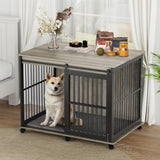 Garvee Furniture Style Dog Crates with Sliding Iron Door, Modern Decorative Pet House, Indoor Puppy Kennel for Medium Dogs, Grey