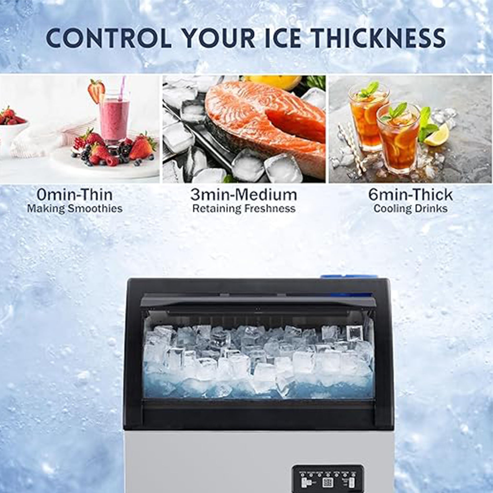 GARVEE 120Lbs Standard Under Counter Ice Maker, 250W Stainless Steel, 33Lbs Storage