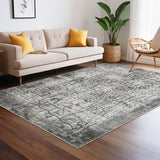 Garvee 9x12 Ultra Large Area Rug Distressed Gray Rug Anti Slip Low Pile Floor Rug Washable Stain Resistant Soft Non Shedding Modern Abstract Bedroom Living Room - Gray