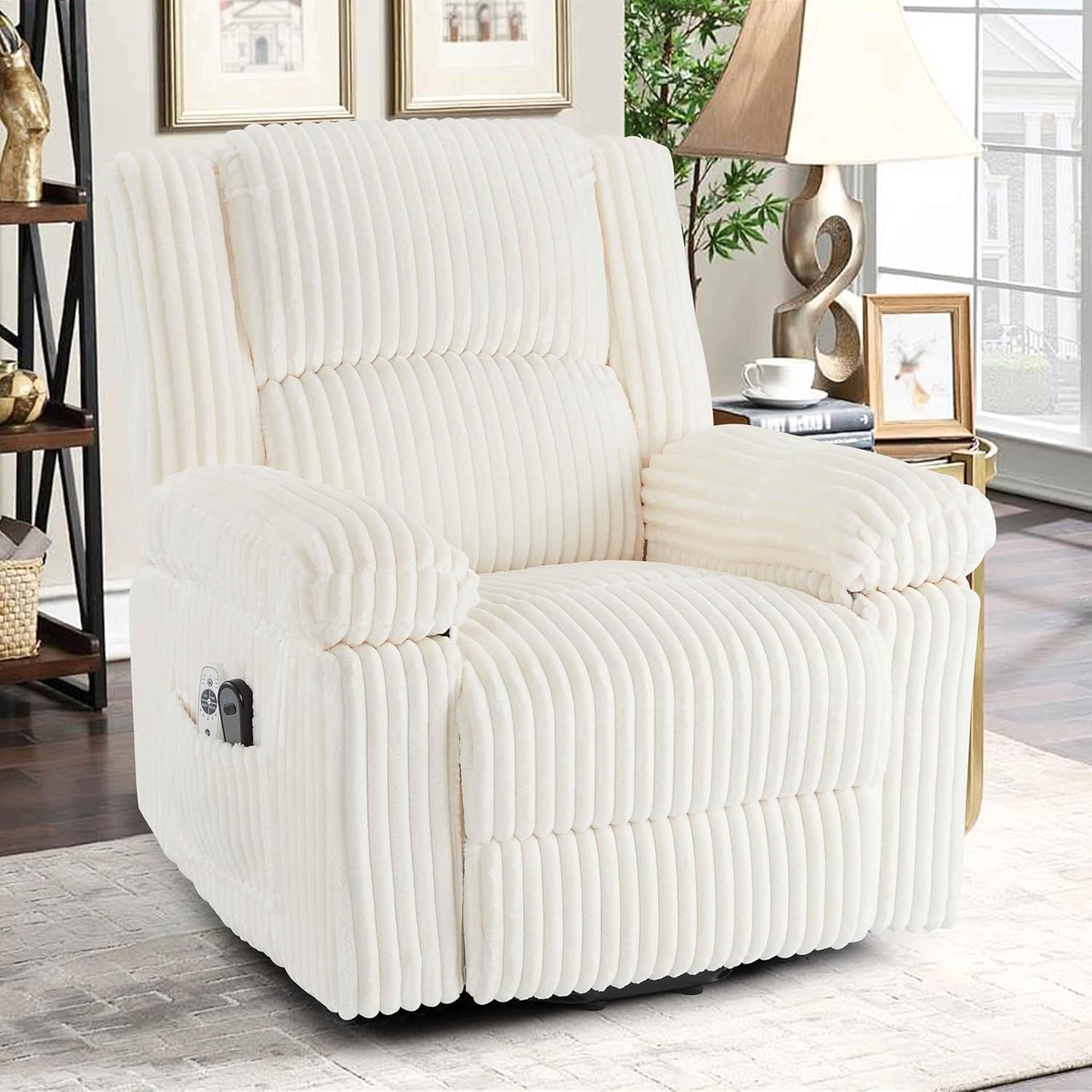 Garvee Power Lift Recliner Chair - Heat and Massage, Electric Lift Plush Recliner with Soft Padded Seat, Back Support & Armrests , Designed for the Elderly and People with Mobility Impaired, Cream