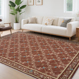 Garvee Boho Area Rugs 9x12 Red Washable Non-Slip Living Room Bedroom Dining Room Carpet - Red