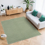 Garvee Contemporary Green Striped Soft Indoor Floor Mat Non Slip Washable Foldable Area Rug 9x12ft - Green