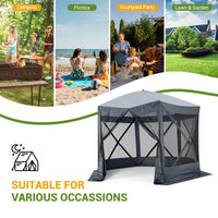 Garvee Pop Up Gazebo,10 X 10 Ft Portable Outdoor Camping Pop Up Canopy Screen Tent with Mosquito Netting Gazebo,Waterproof 6 Sidewalls,Ground Stakes,Carry Bag for Lawn, Garden, Backyard(Gray)