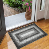 Garvee Bordered Grey 2x3 Braided Entryway Rugs Indoor Rustic Area Rug Washable Rug Modern Geometric Area Rug Non-Slip Boho Rug for Living Room Bedroom Kitchen - Gray