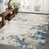 Garvee Washable Rugs 4x6 Rug for Living Room Abstract Modern Rug Non Slip Entryway Rug Soft Low Pile Non Shedding Stain Resistant Carpet for Bedroom Office Nursery Dining Room 4'x6' Blue/Tan - Blue & Yellow