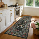 Garvee Animal Print 2x6 Kitchen Rugs, Washable Non Slip Runner Rug for Hallway Entryway, Black - Black