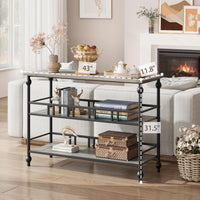 Garvee Console Table 3-Tier Narrow Entryway Storage, 43" Behind Couch Table, MDF Wood & Metal, Adjustable Footpads, Living Room, Foyer, Bedroom