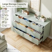 Garvee Green Dresser, Modern 6 Drawer Dresser for Bedroom with Gold Handle and Large Drawer, Wood Double Chest of Drawers and Storage Organizer for Living Room, Hallway, Entryway