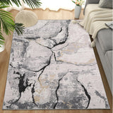 Garvee Abstract Grey 9x12 Washable Rugs for Bedroom Modern Living Room Rugs Contemporary Grey Rug Abstract Large Area Rug Non Slip Throw Rugs Stain Resistant Carpet for Nursery Office Dining Room - Gray