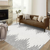 Garvee 5x7 Rug Washable Rugs for Living Room Modern Minimalistic Striped Area Rug for Bedroom Distressed Office Carpet Low Pile Neutral Soft Nursery Rug Non Slip Farmhouse Floor Cover Off White - Beige