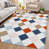 Garvee 3x5 Checkered Rug Colorful Ultra Thin Non Slip Soft Stain Resistant Carpet Mat for Bedroom Home Decor - Colorful