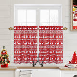 Garvee Christmas Short Curtains, Canvas Red Snowflakes Christmas Tree Deer Tier Curtains Blackout Rod Pocket Drapes for Short Window Cafe Curtain Tiers, 2 Panels, Red, 26" W x 36" L - Red Canvas Tiers