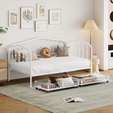 Garvee Twin Size Metal Daybed With 2 Drawers Space Saving Sturdy Iron Frame Easy Assembly White 78"L x 41.3"W x 38.6"H - White