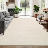 Garvee 5x7 Washable Rugs Non Slip Minimalist Area Rug for Bedroom Ivory, Soft Low Pile, Stain Resistant, Classic Neutral - Beige