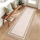 Garvee 2x10 Washable Runner Rug Non Slip Low Pile Kitchen Hallway Entryway Carpet Soft Stain Resistant Modern Rug, Beige - Beige