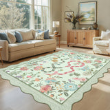 Garvee Washable 8x10 Rug Animal Print Floral Snake Design Non-Slip Low Pile Carpet for Bedroom Dining Room Kids Room Living Room Beige Green Black Blue - Green